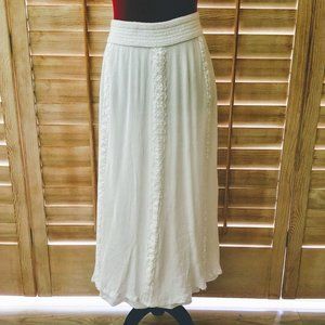 💖White Gauze & Crocheted Maxi Skirt